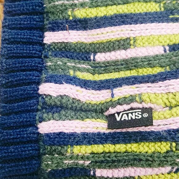 Vans Women's Alta Chunky Knit Cardigan Vertical Stripe Blue Green Pink M/L EUC - Picture 9 of 16